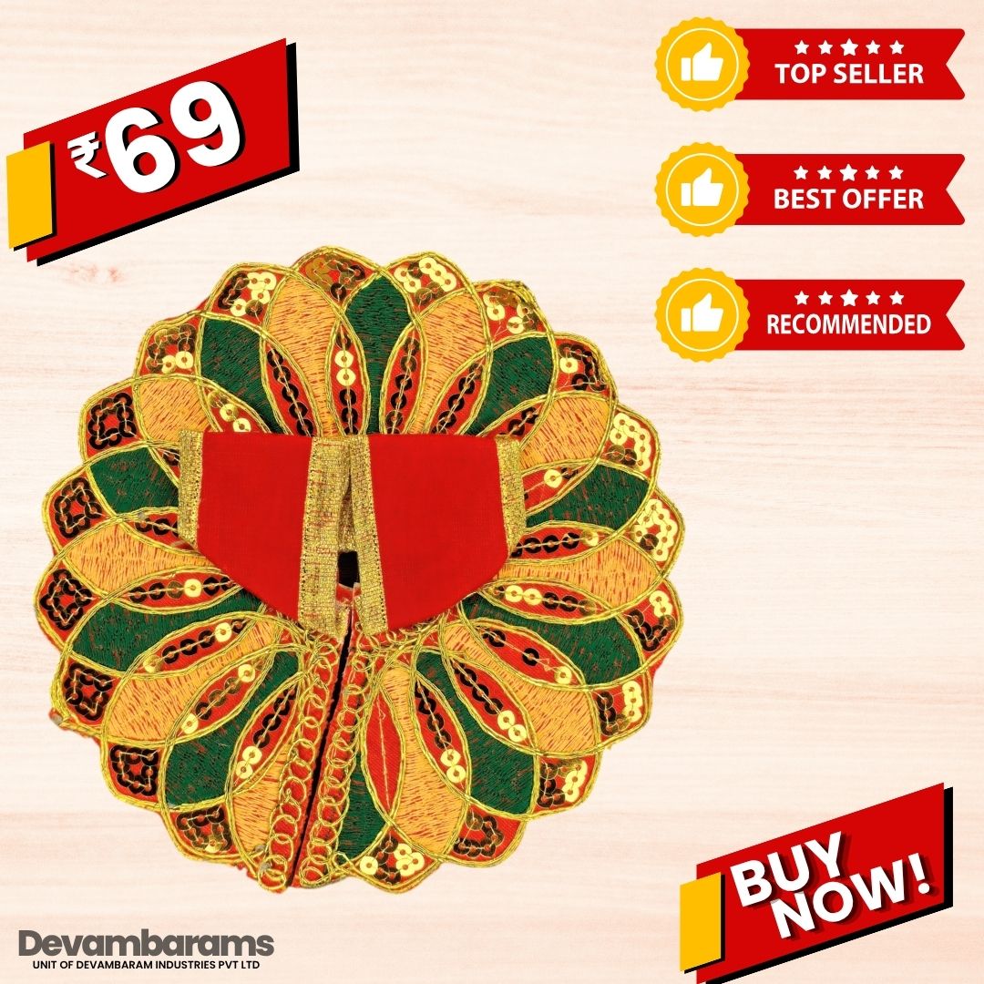 Devambarams Laddu Gopal Dress | Embroidery | Sequinn | Mandala Style 2 Red