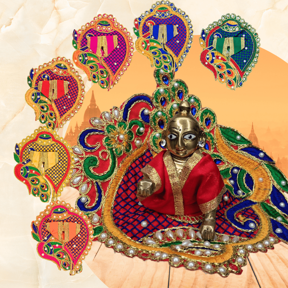 Laddu Gopal Dress Combo | Embroidered Poshak for 0 No. Idol | (Set of 3, Random Colors) - Devambarams