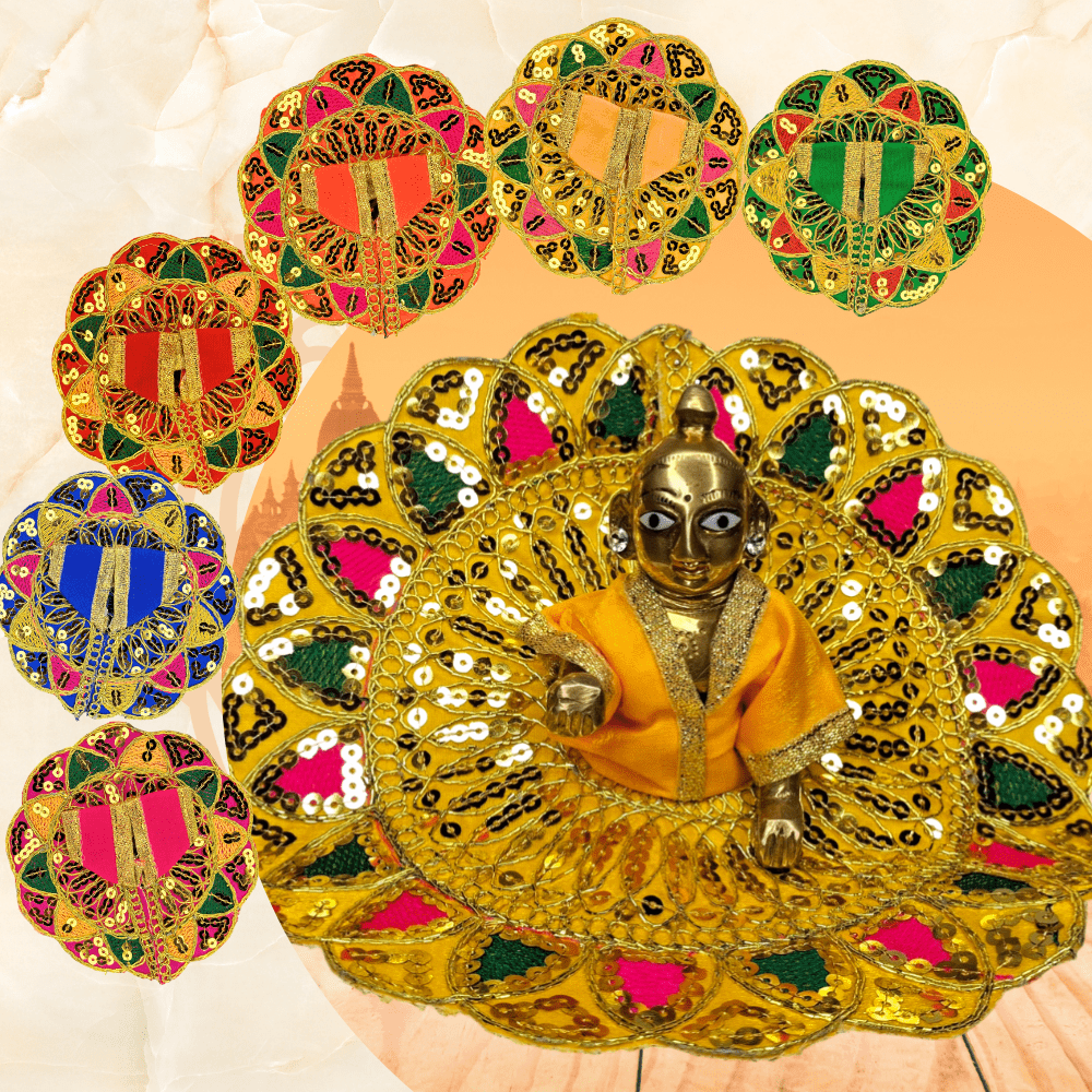 Devambarams Laddu Gopal Dress Combo | Embroidered Poshak for 0 No. Idol | (Set of 3, Random Colors)