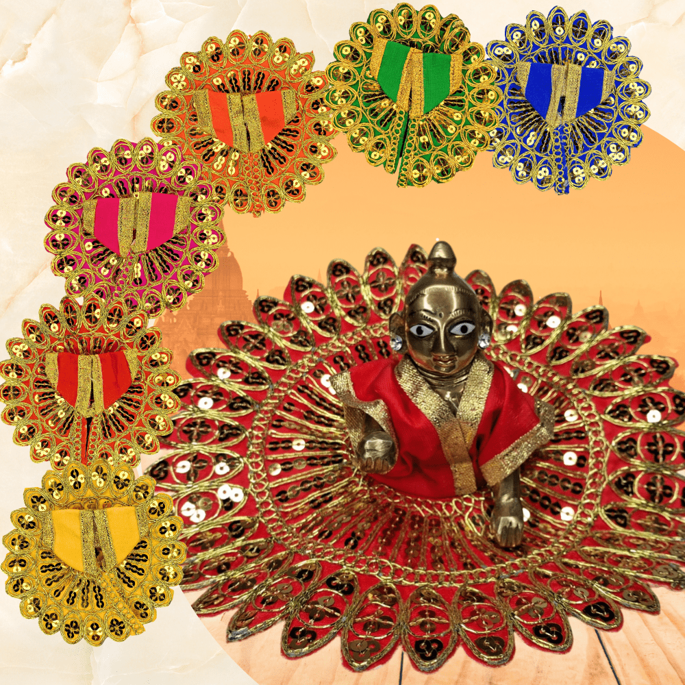 Laddu Gopal Dress Combo | Embroidered Poshak for 0 No. Idol | (Set of 3, Random Colors) - Devambarams