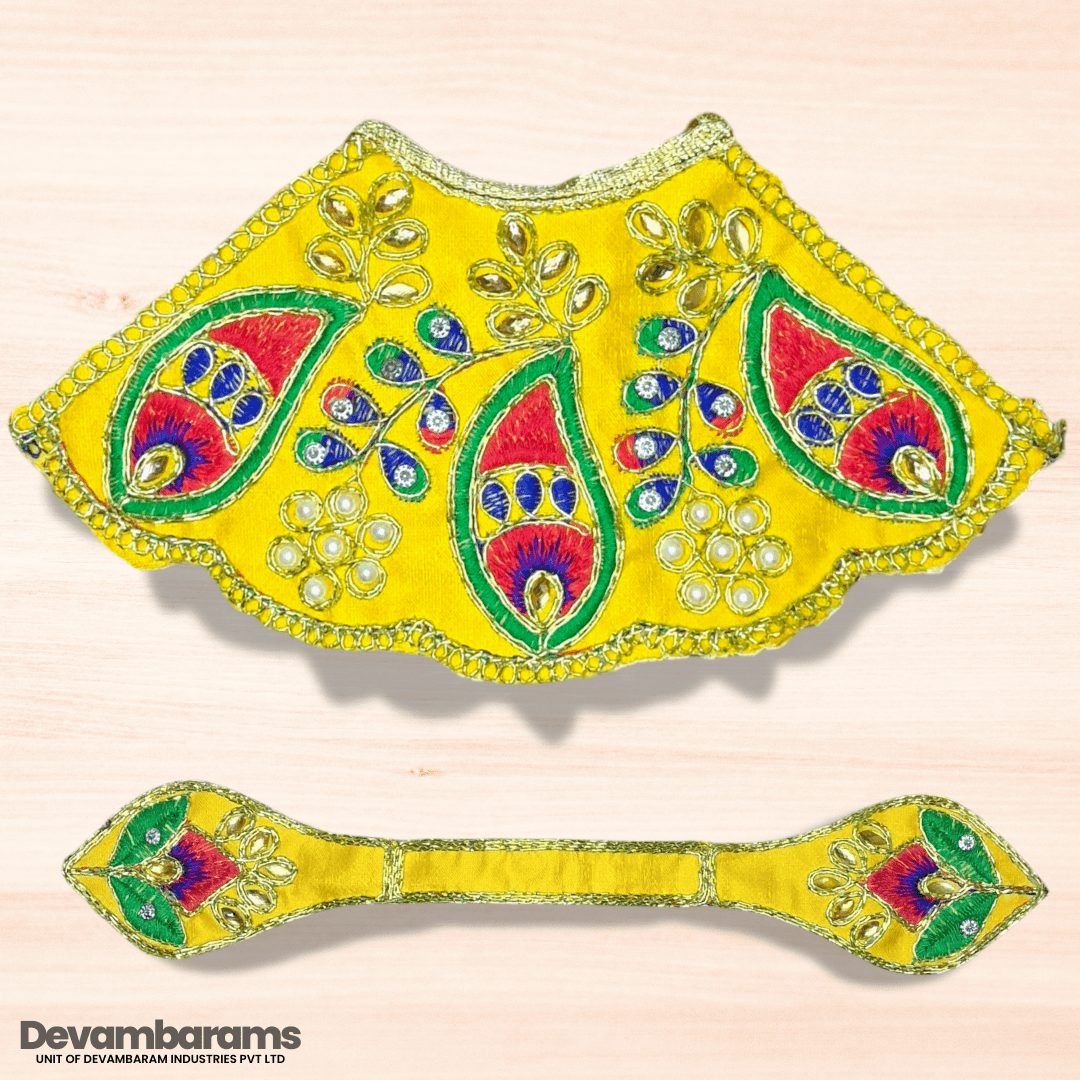 Devambarams Mata Rani Embroidered Lehenga Patka 4 Yellow