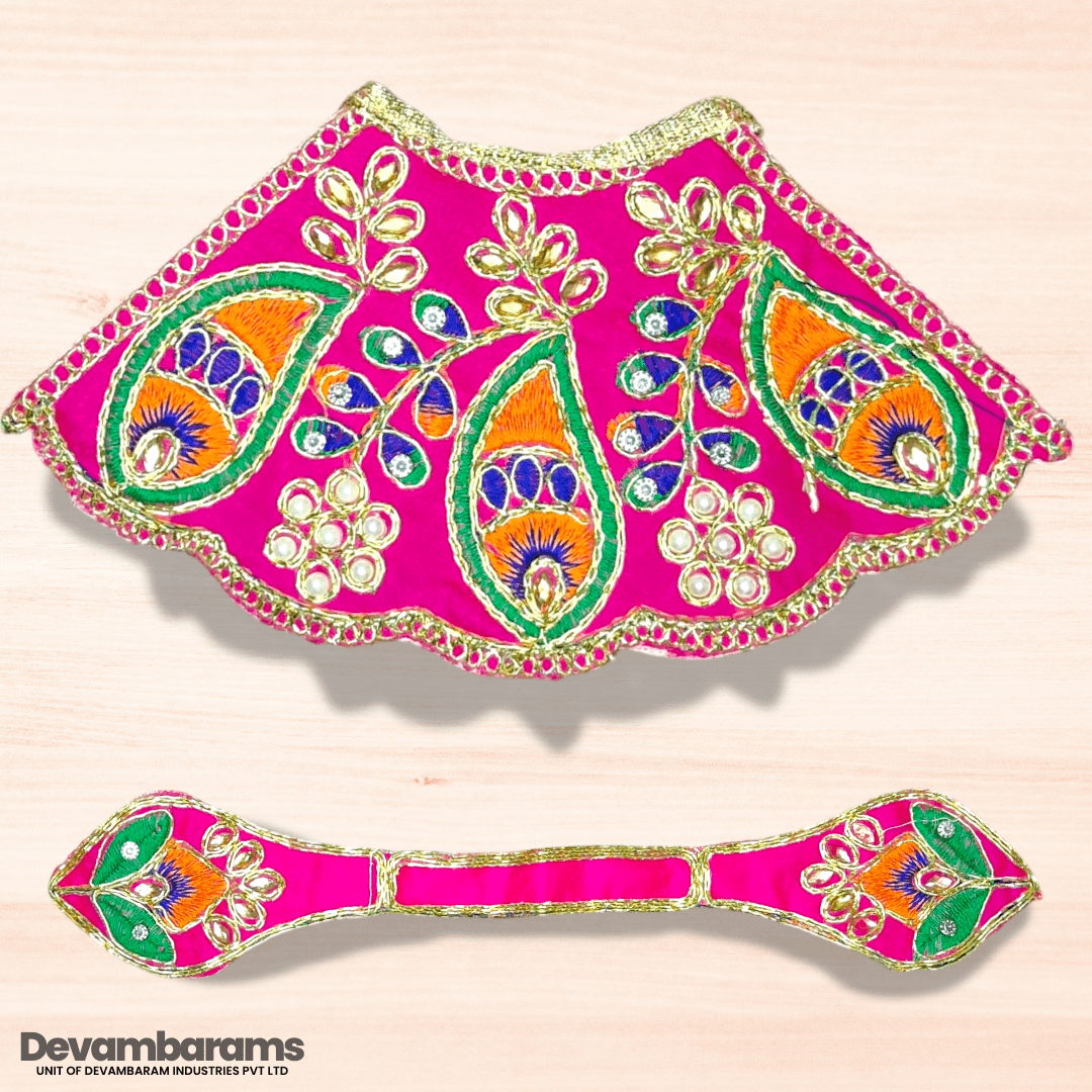 Devambarams Mata Rani Embroidered Lehenga Patka 4 Pink