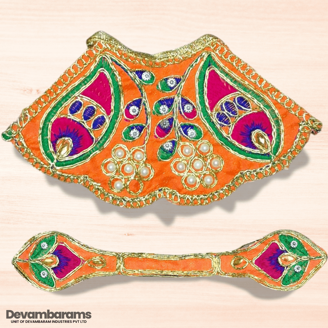 Devambarams Mata Rani Embroidered Lehenga Patka 3 Orange