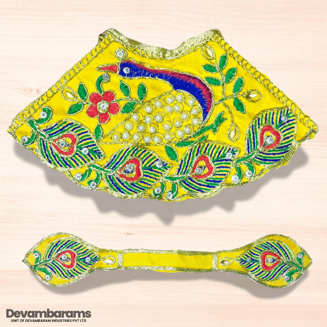 Devambarams Mata Rani Embroidered Lehenga Patka 4 Yellow