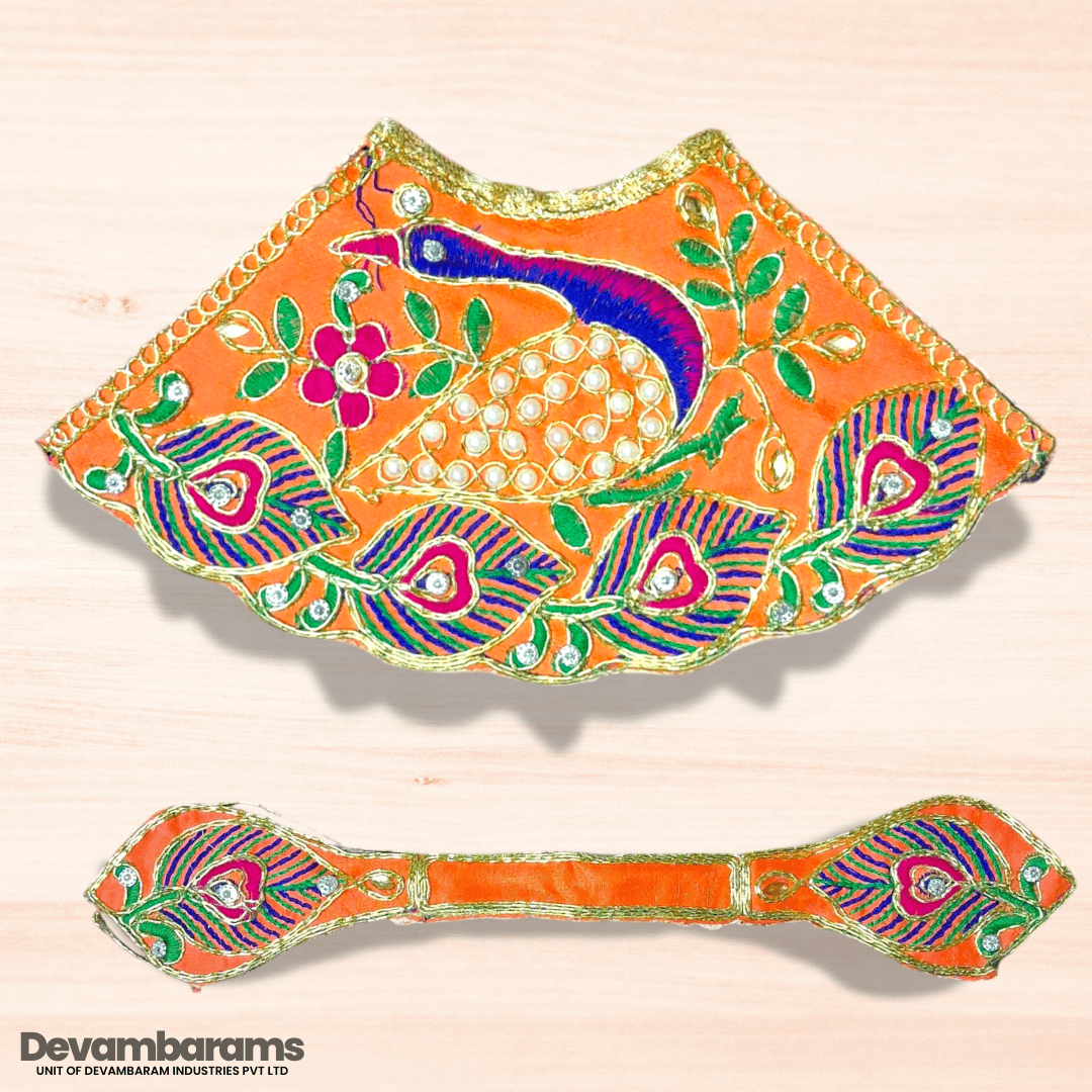 Devambarams Mata Rani Embroidered Lehenga Patka 4 Orange