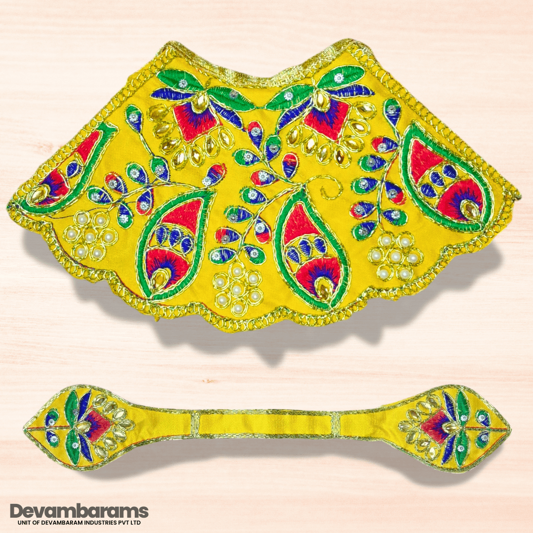 Devambarams Mata Rani Embroidered Lehenga Patka 5 Yellow