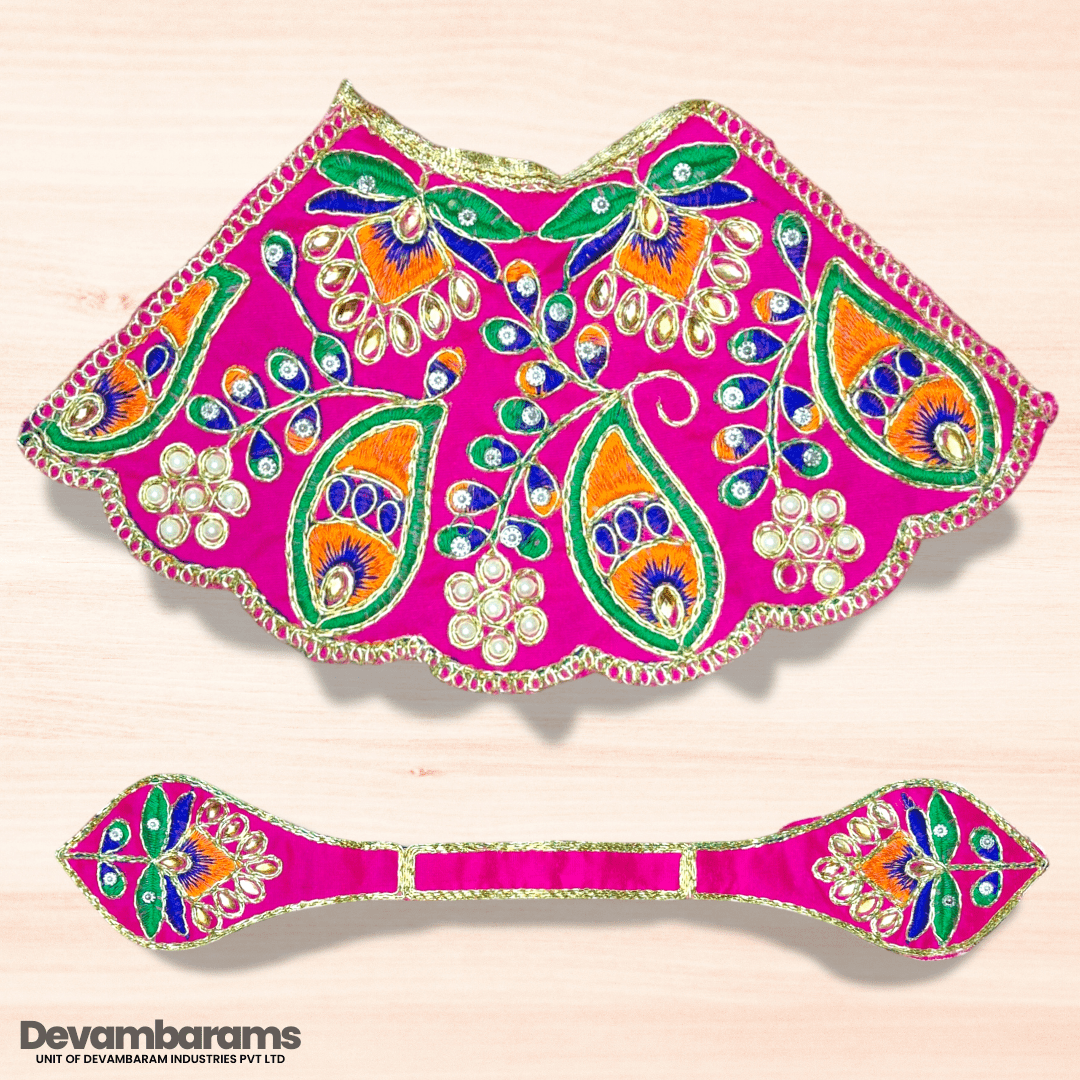 Devambarams Mata Rani Embroidered Lehenga Patka 5 Pink