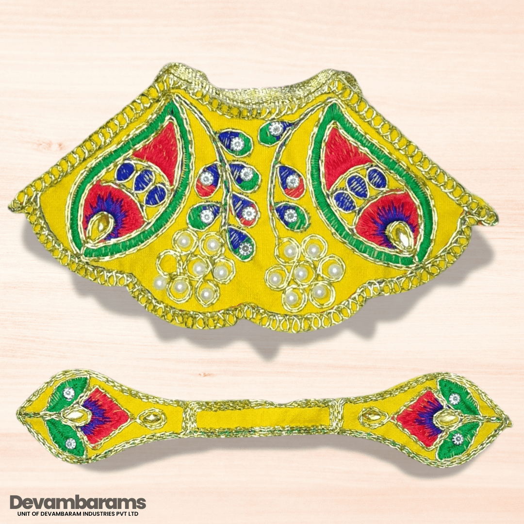 Devambarams Mata Rani Embroidered Lehenga Patka 3 Yellow