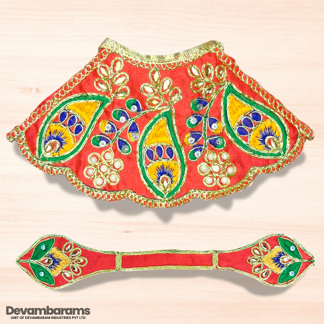Devambarams Mata Rani Embroidered Lehenga Patka 4 Red
