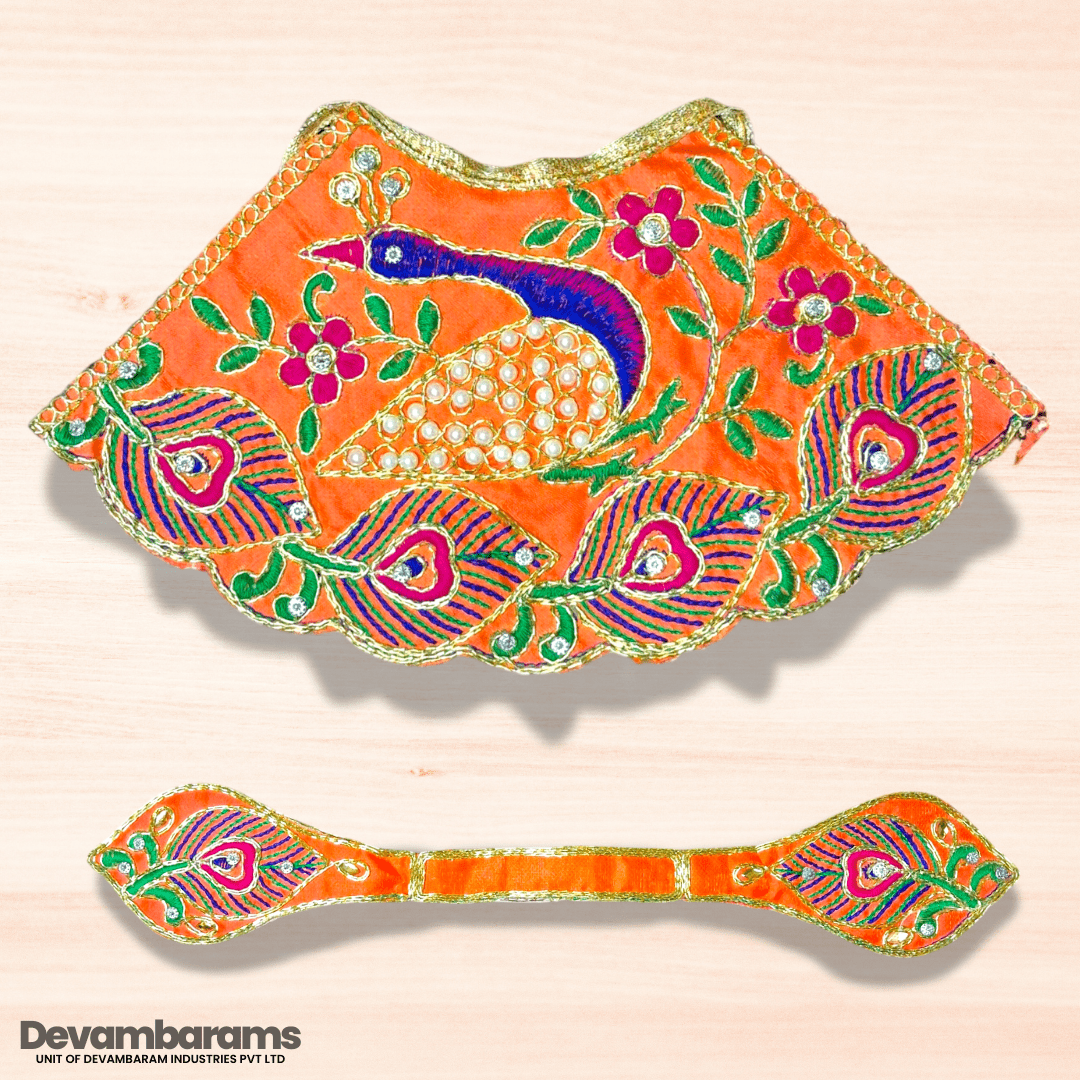 Devambarams Mata Rani Embroidered Lehenga Patka 5 Orange