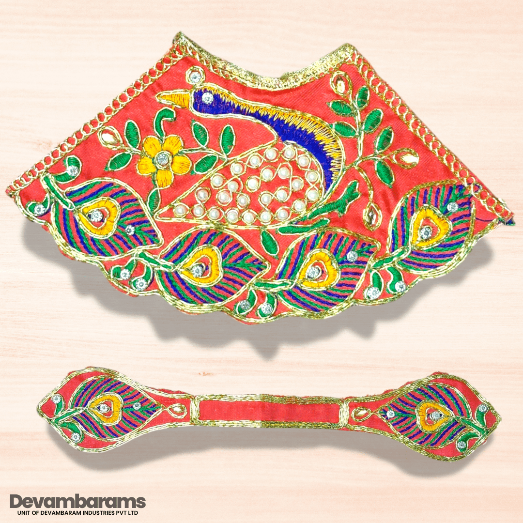 Devambarams Mata Rani Embroidered Lehenga Patka 4 Red