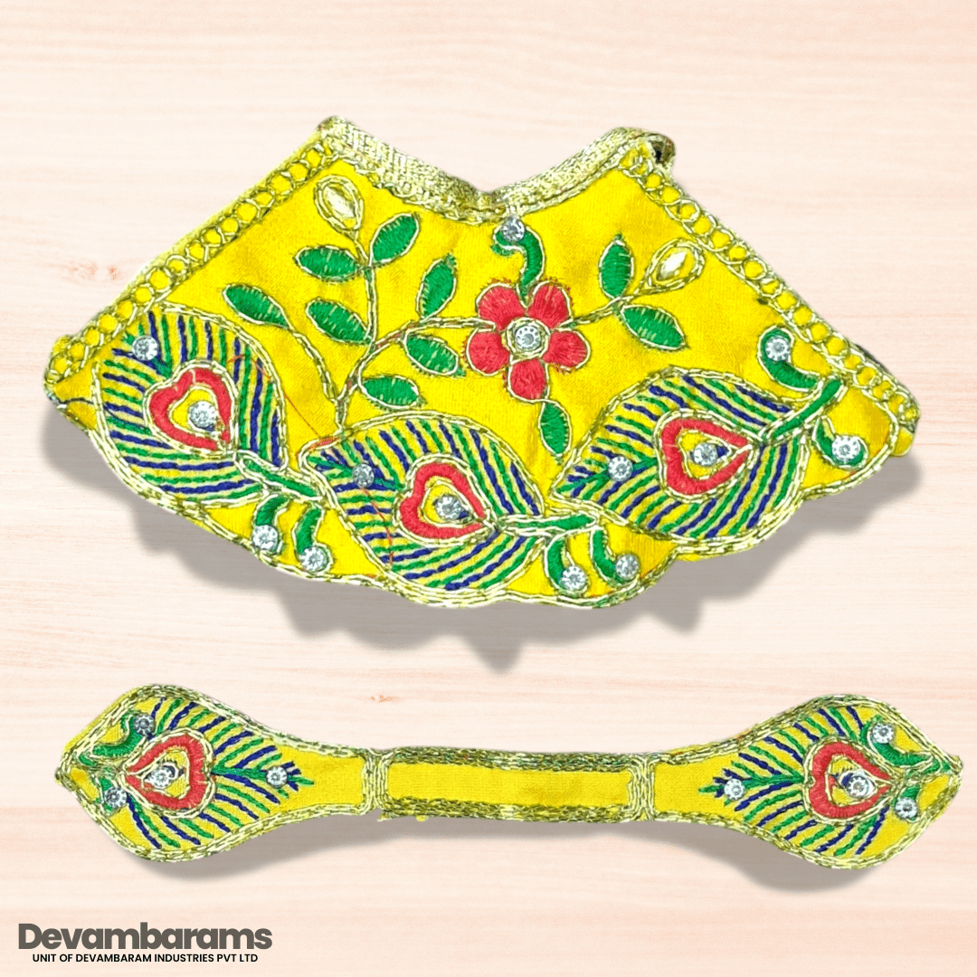 Devambarams Mata Rani Embroidered Lehenga Patka 3 Yellow