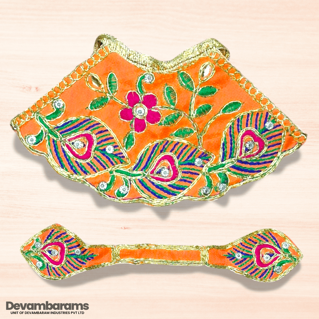 Devambarams Mata Rani Embroidered Lehenga Patka 3 Orange