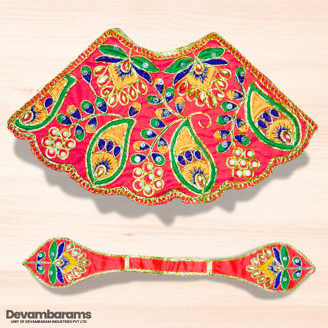 Devambarams Mata Rani Embroidered Lehenga Patka 5 Red