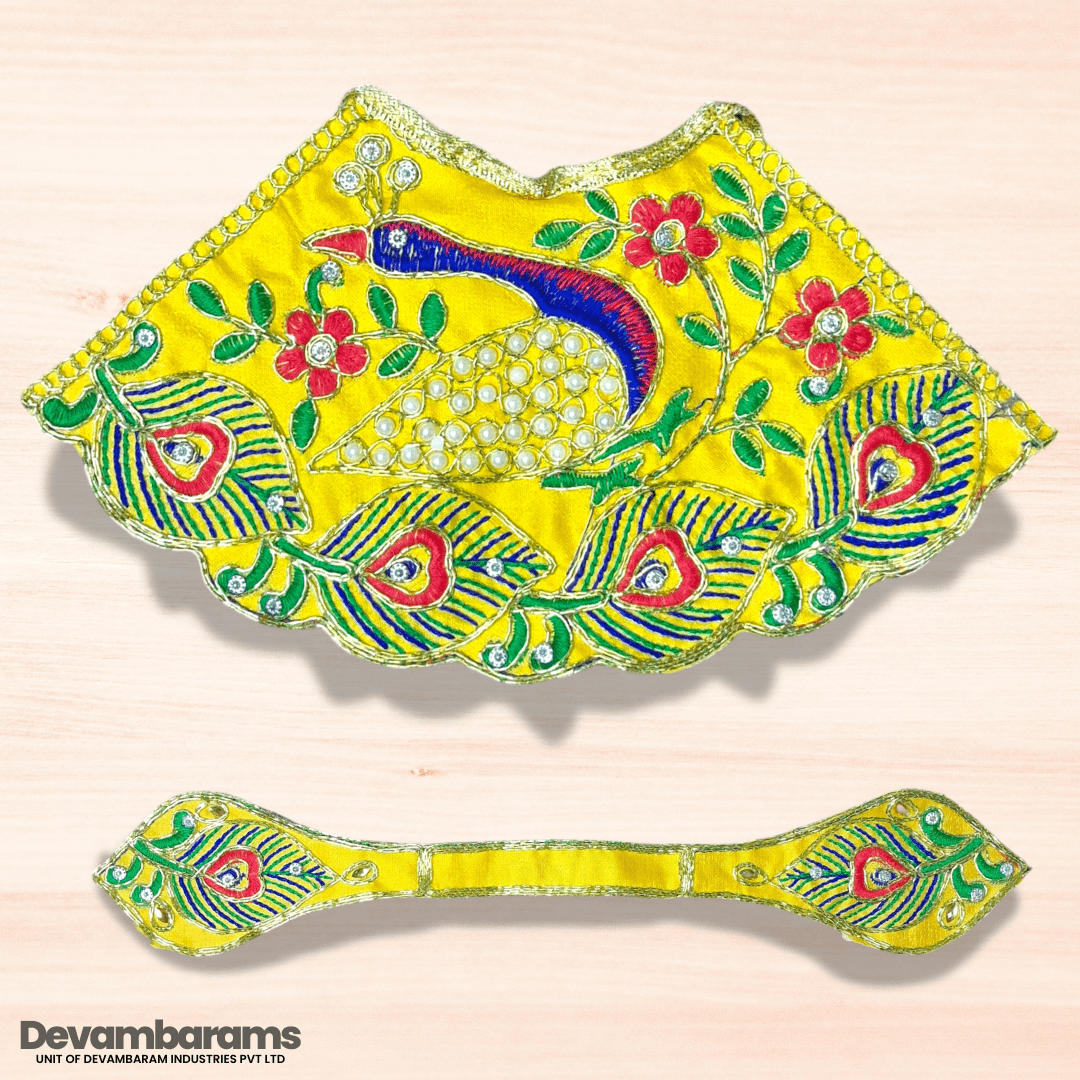 Devambarams Mata Rani Embroidered Lehenga Patka 5 Yellow