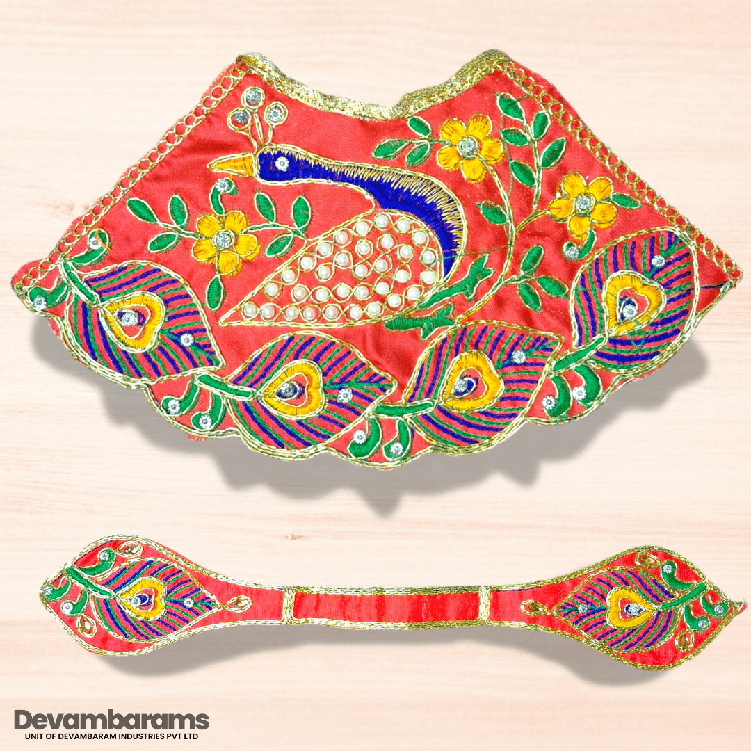 Devambarams Mata Rani Embroidered Lehenga Patka 5 Red
