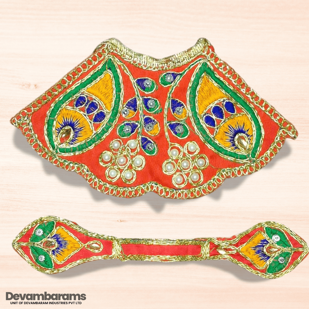 Devambarams Mata Rani Embroidered Lehenga Patka 3 Red