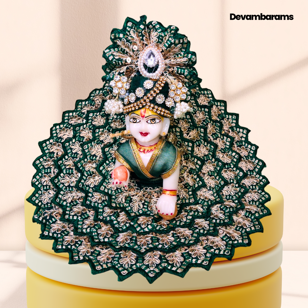 Devambarams Laddu Gopal Dress for Janmashtami (Combo of 2 Unique Dresses with 2 Unique Mukuts)