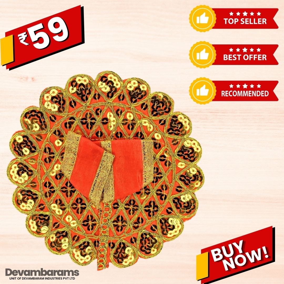 Devambarams Laddu Gopal Dress | Embroidery | Unique Sequinn Style 1 Orange