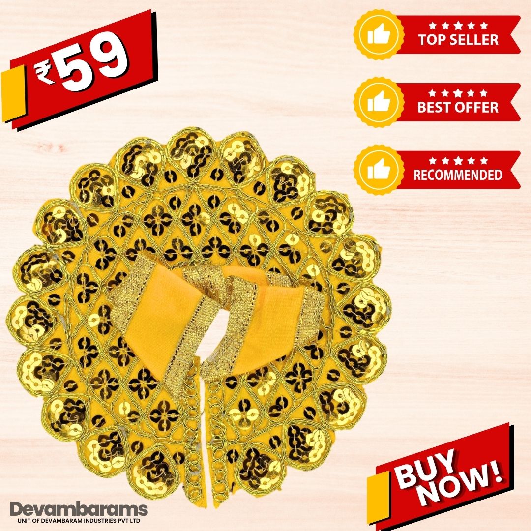 Devambarams Laddu Gopal Dress | Embroidery | Unique Sequinn Style 1 Yellow