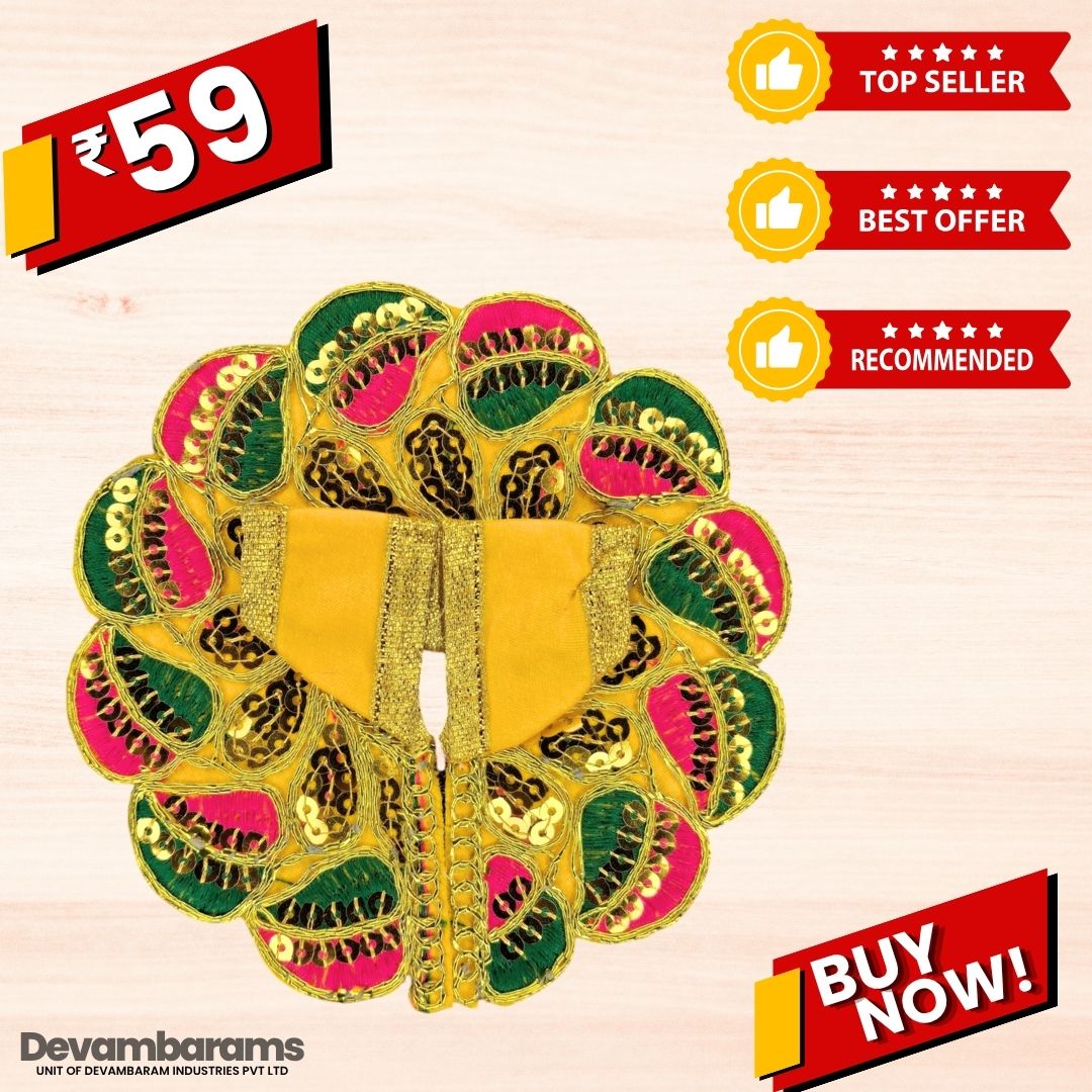 Devambarams Laddu Gopal Dress | Embroidery | Sequinn | Pan Patta Style 1 Yellow