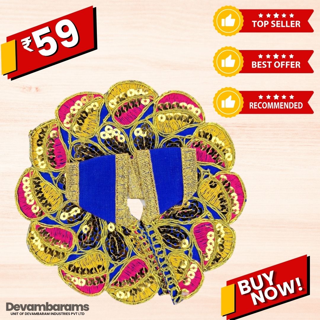 Devambarams Laddu Gopal Dress | Embroidery | Sequinn | Pan Patta Style 1 Blue