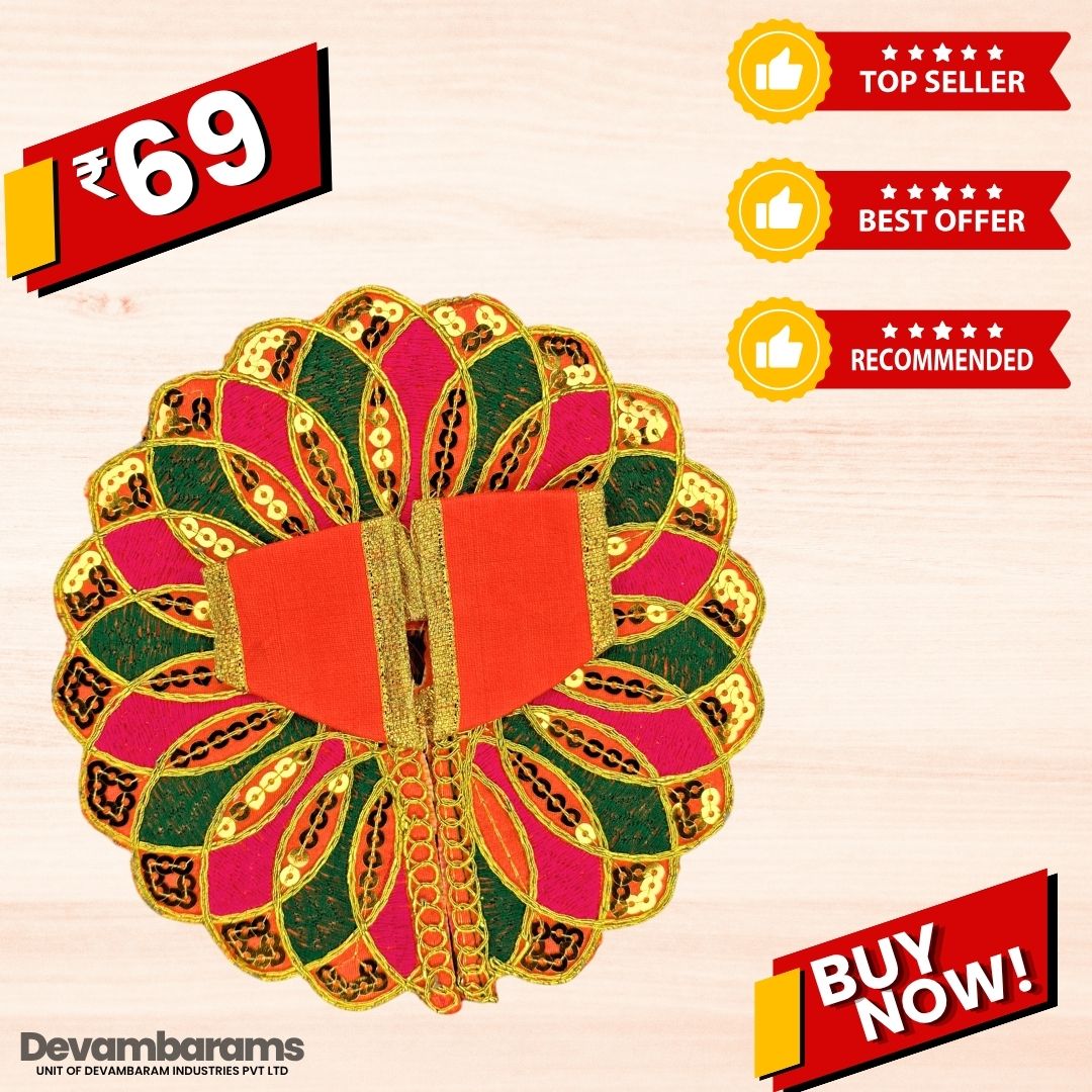 Devambarams Laddu Gopal Dress | Embroidery | Sequinn | Mandala Style 2 Orange