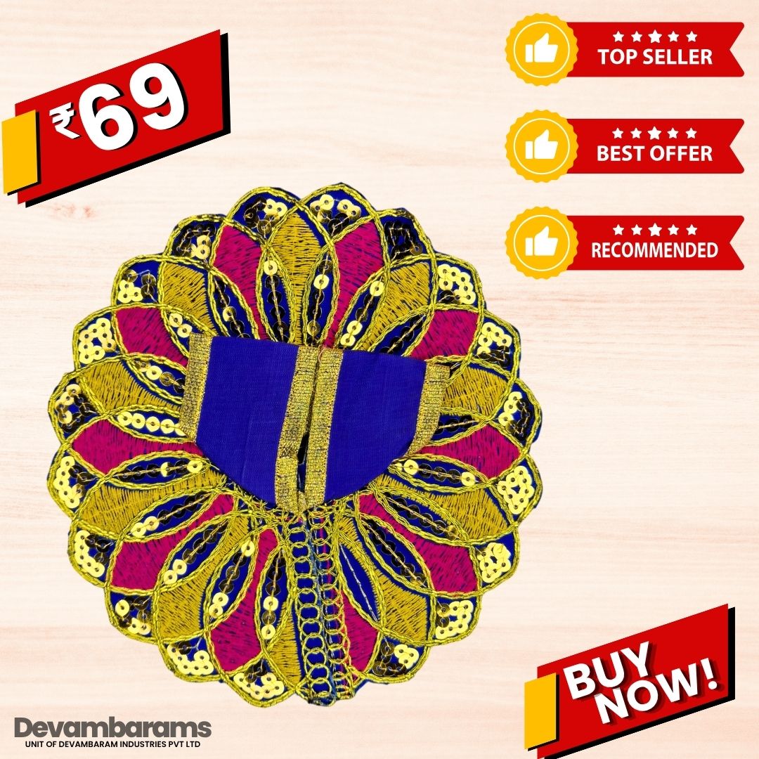 Devambarams Laddu Gopal Dress | Embroidery | Sequinn | Mandala Style 2 Blue