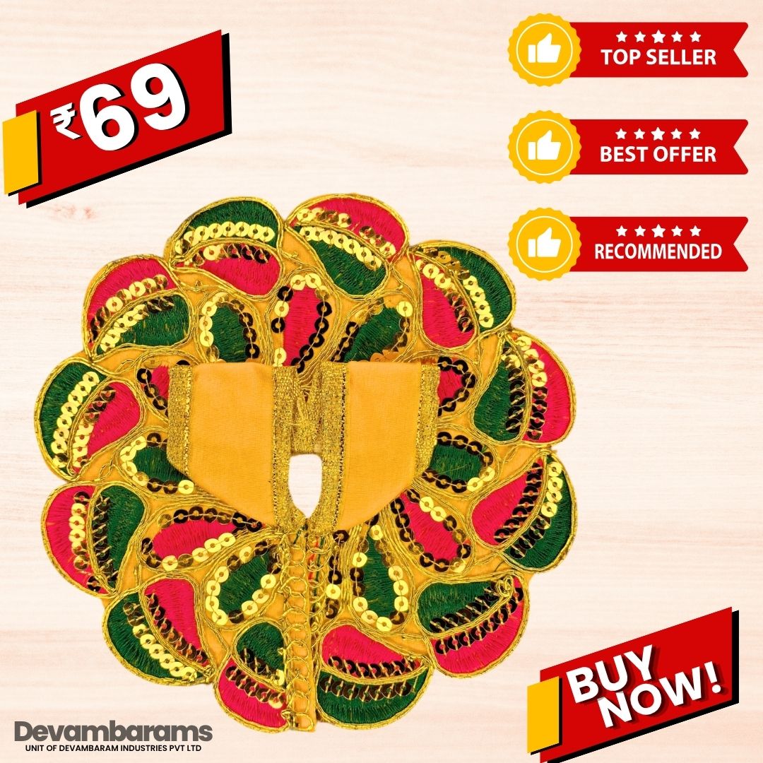 Devambarams Laddu Gopal Dress | Embroidery | Sequinn | Pan Patta Style 2 Yellow