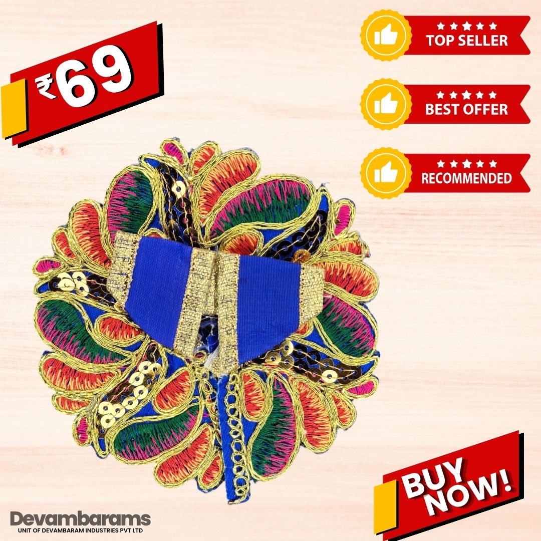 Devambarams Laddu Gopal Dress | Embroidery | Sequinn | Petals Style 2 Blue
