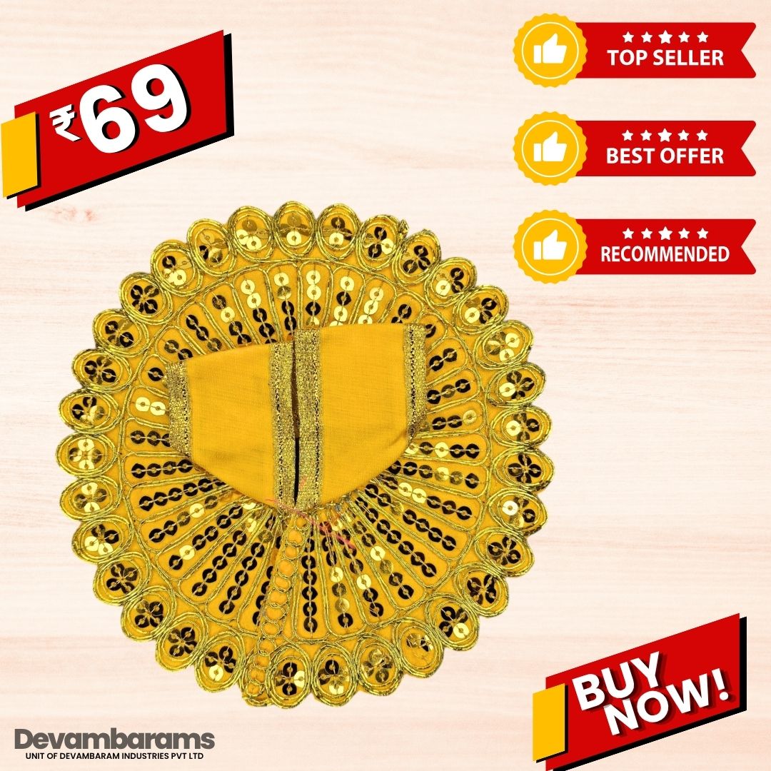 Devambarams Laddu Gopal Dress | Embroidery | Sequinn | Mandala Star (99) 2 Yellow