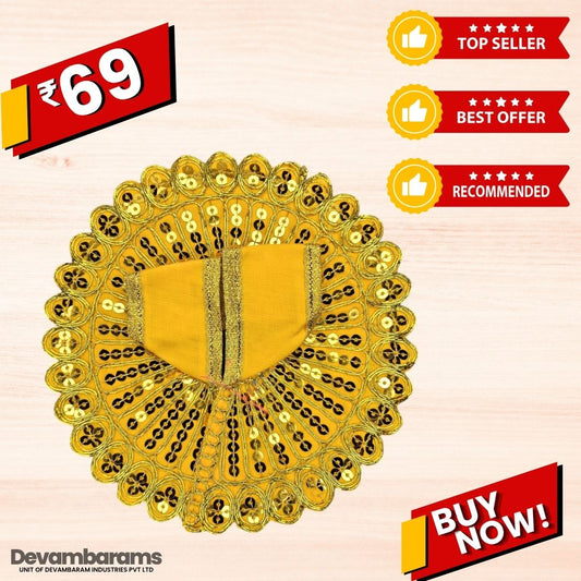 Devambarams Laddu Gopal Dress | Embroidery | Sequinn | Mandala Star (99) 2 Yellow