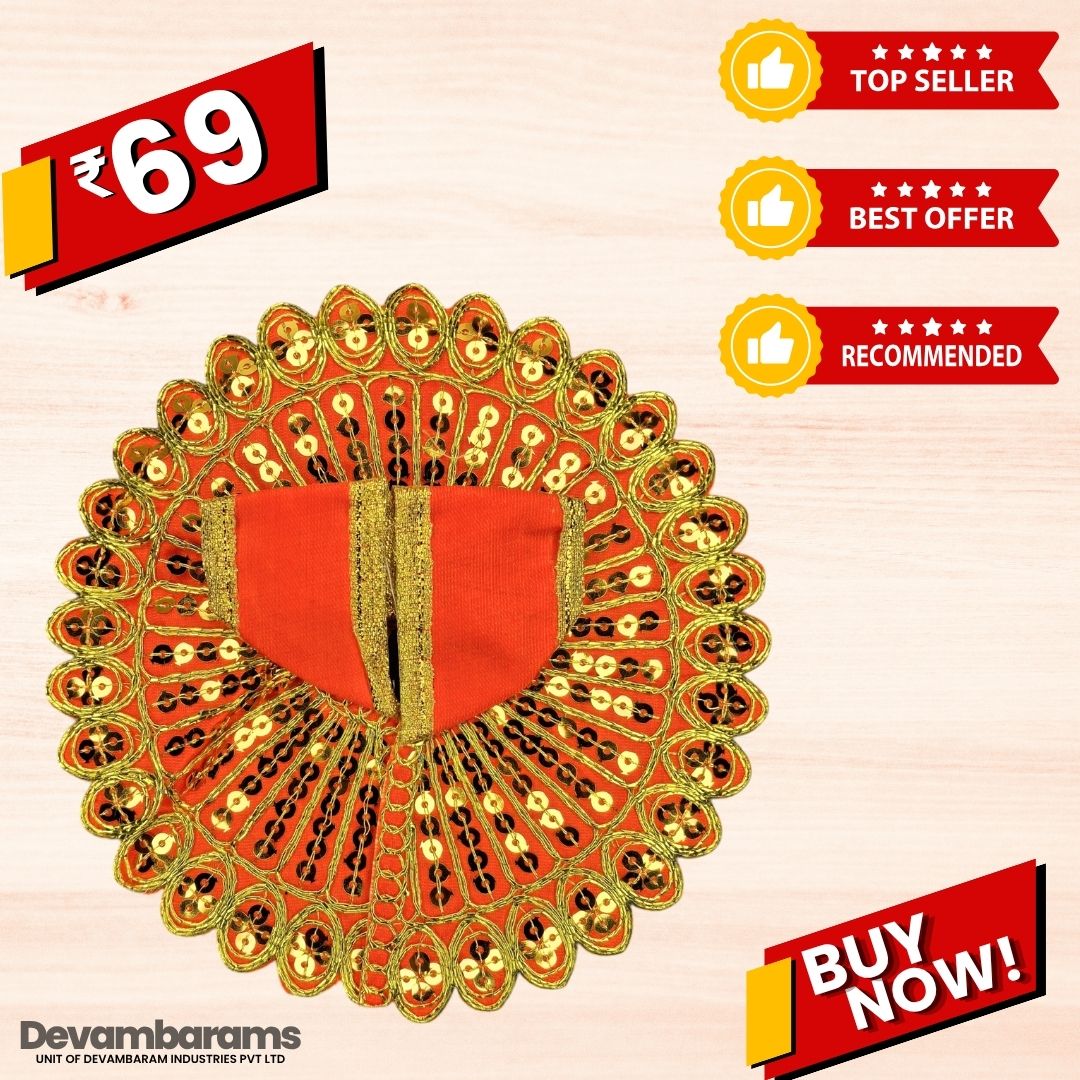 Devambarams Laddu Gopal Dress | Embroidery | Sequinn | Mandala Star (99) 2 Orange