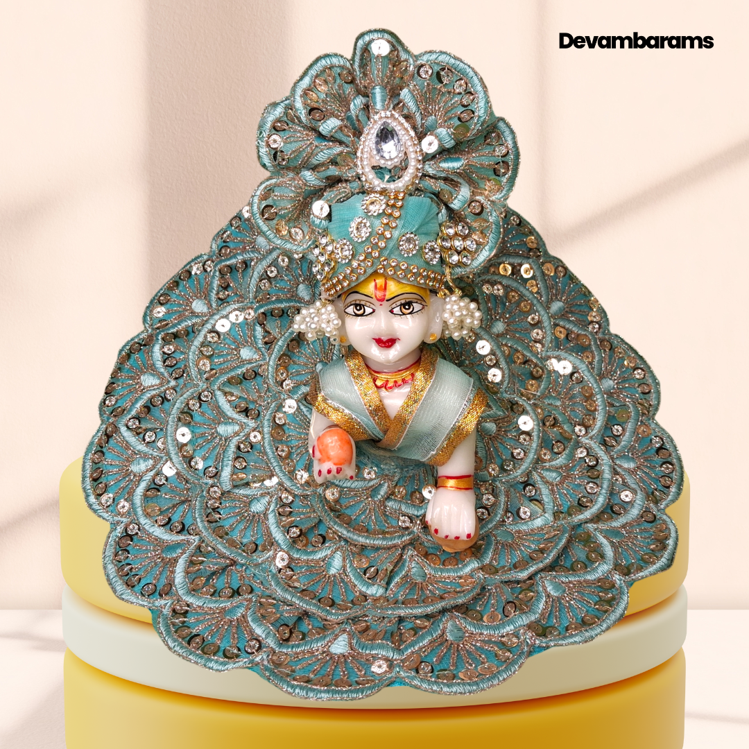 Devambarams Laddu Gopal Dress for Janmashtami (Combo of 2 Fancy Dresses with 2 Fancy Mukuts)