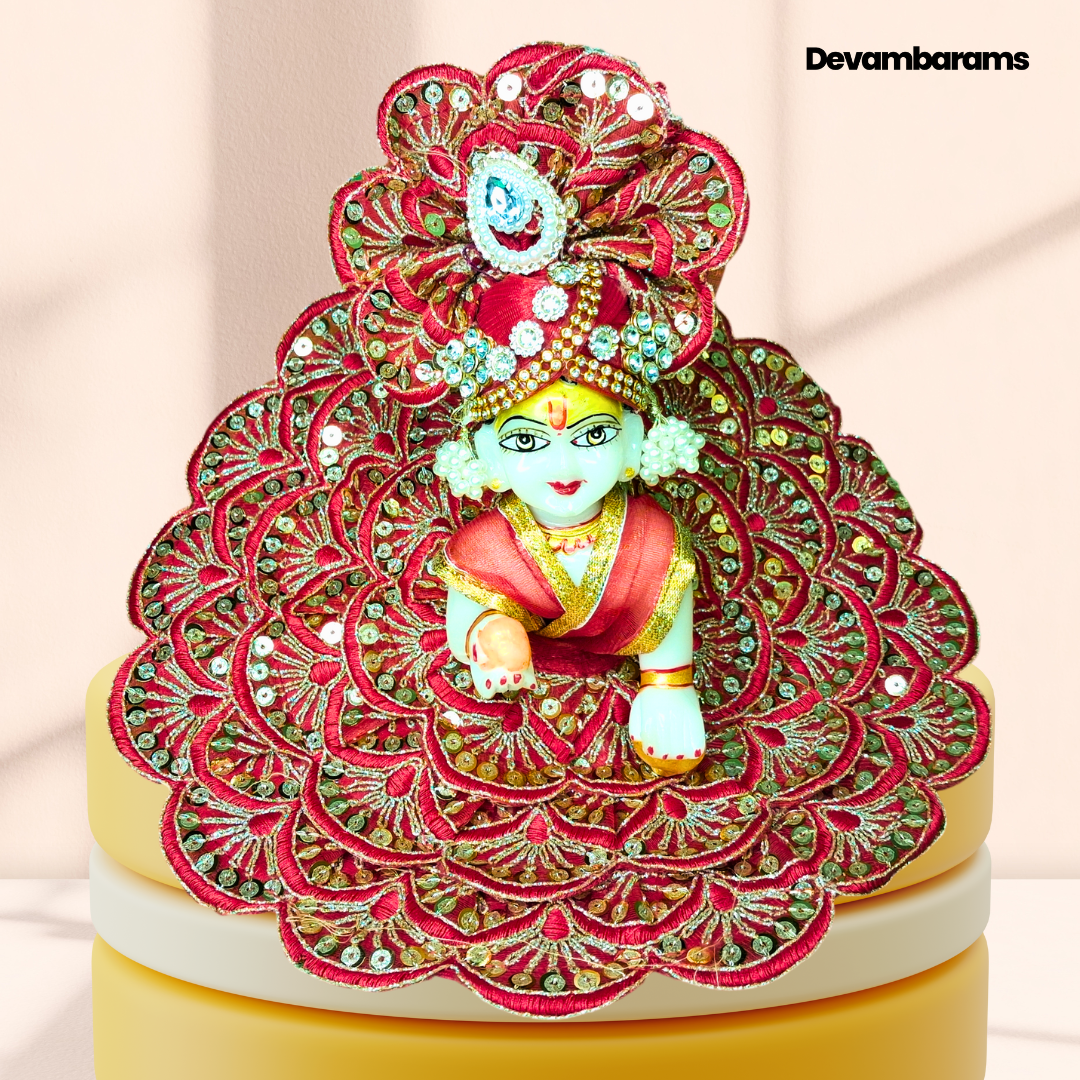Devambarams Kanha Ji Dress for Janmashtami (Combo of 2 Premium Dresses with 2 Premium Mukuts)