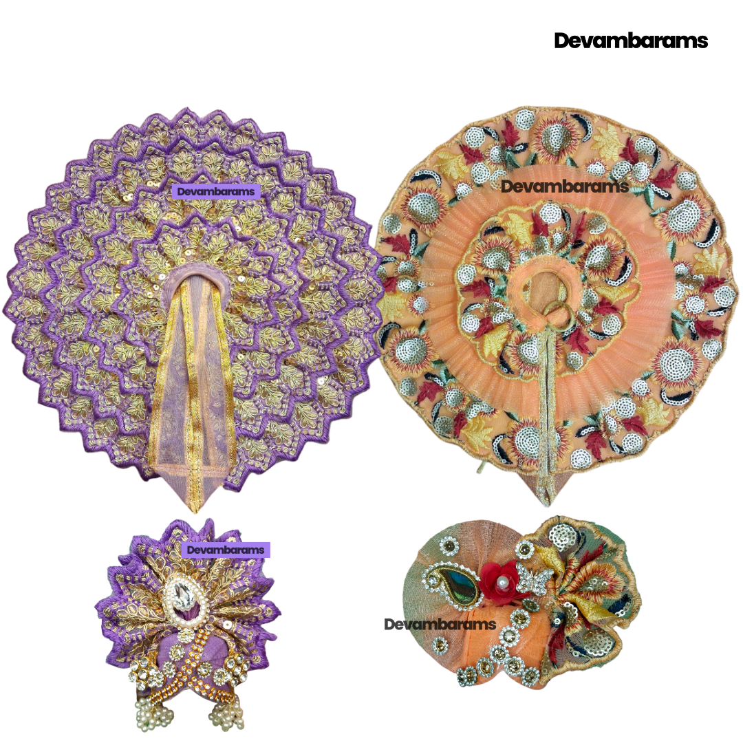 Devambarams Laddu Gopal Dress for Janmashtami (Combo of 2 Premium Dresses with 2 Premium Mukuts)