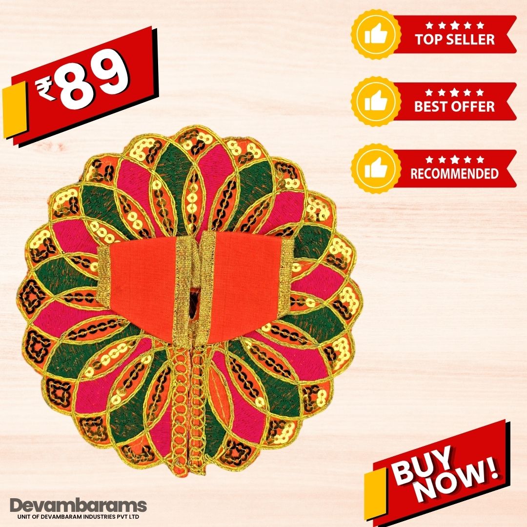 Devambarams Laddu Gopal Dress | Embroidery | Sequinn | Mandala Style 4 Orange