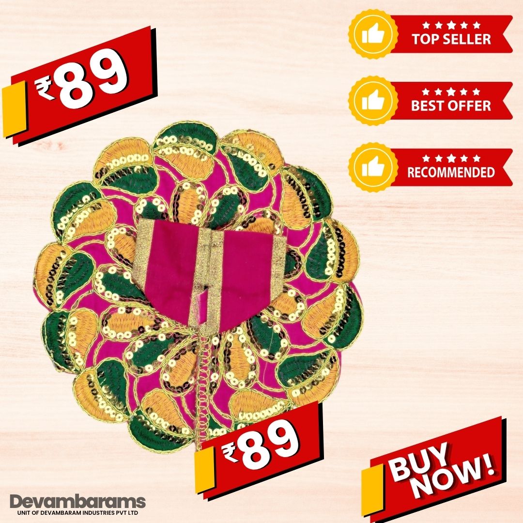 Devambarams Laddu Gopal Dress | Embroidery | Sequinn | Pan Patta Style 4 Magenta