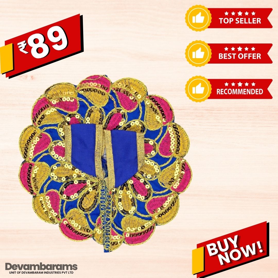 Devambarams Laddu Gopal Dress | Embroidery | Sequinn | Pan Patta Style 4 Blue