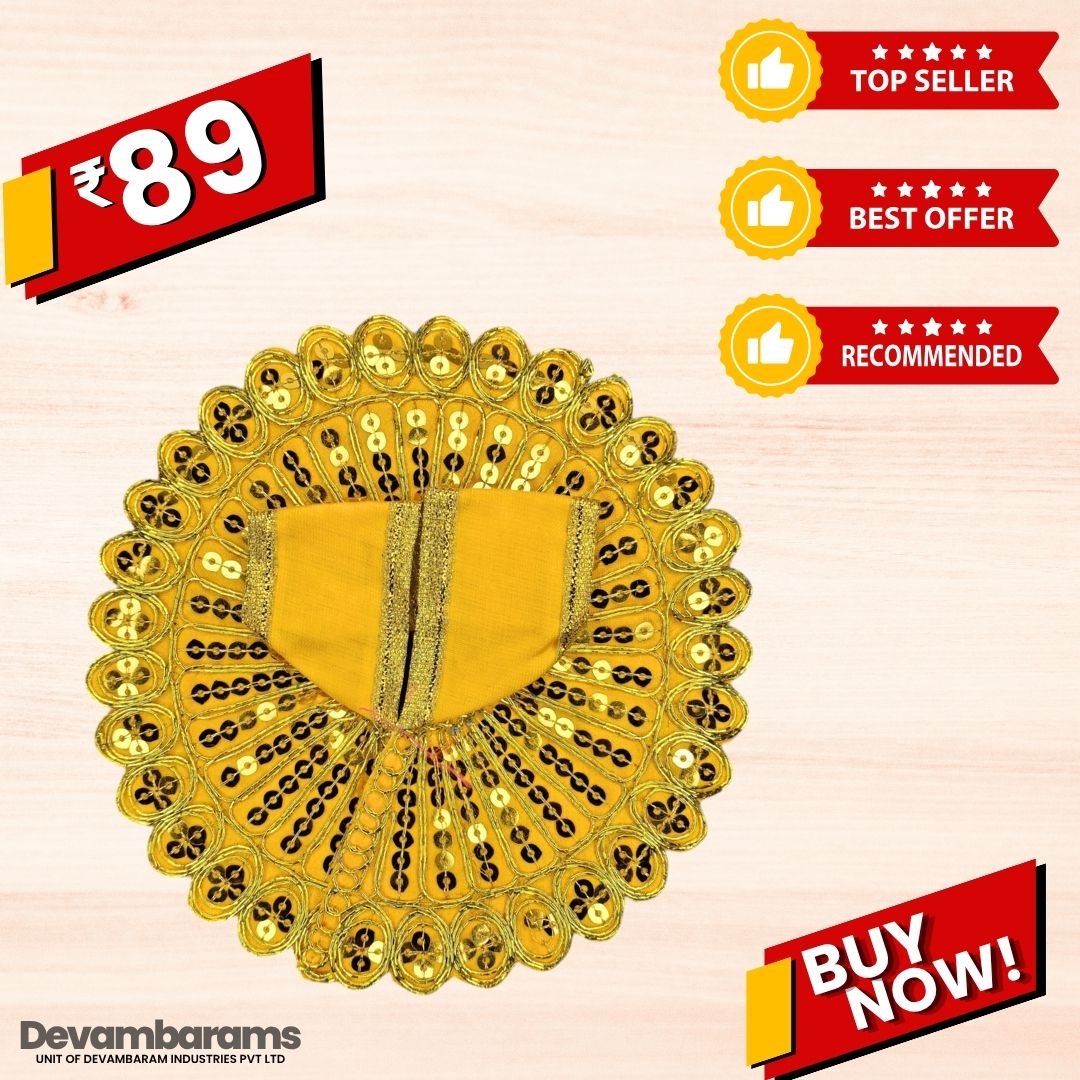 Devambarams Laddu Gopal Dress | Embroidery | Sequinn | Mandala Star (99) 4 Yellow