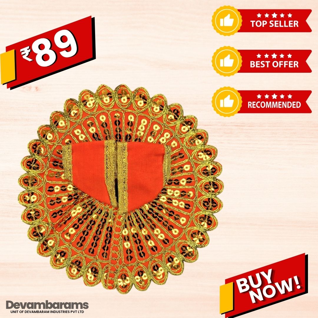 Devambarams Laddu Gopal Dress | Embroidery | Sequinn | Mandala Star (99) 4 Orange