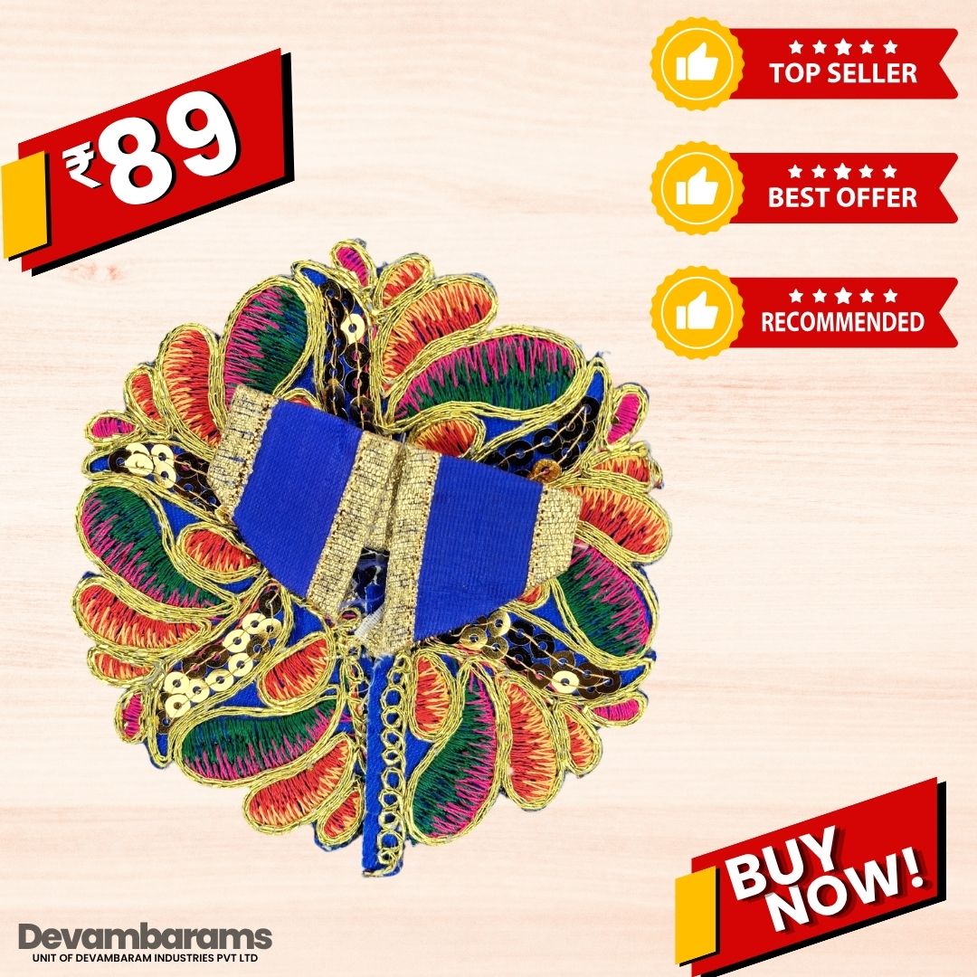 Devambarams Laddu Gopal Dress | Embroidery | Sequinn | Petals Style 4 Blue