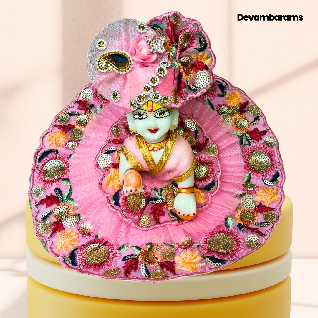 Devambarams Laddu Gopal Dress for Janmashtami (Combo of 2 Unique Dresses with 2 Unique Mukuts)
