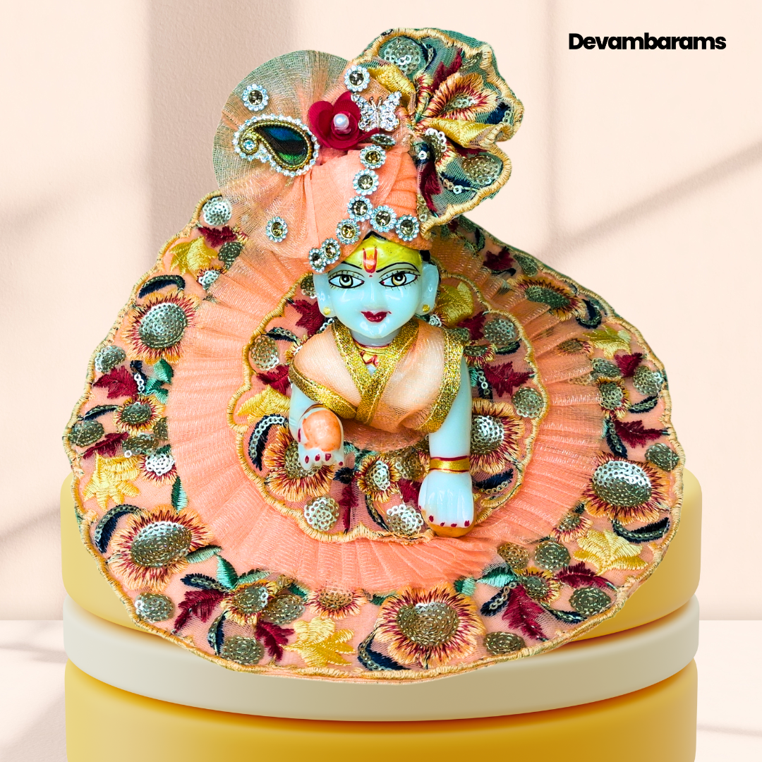 Devambarams Laddu Gopal Dress for Janmashtami (Combo of 2 Premium Dresses with 2 Premium Mukuts)