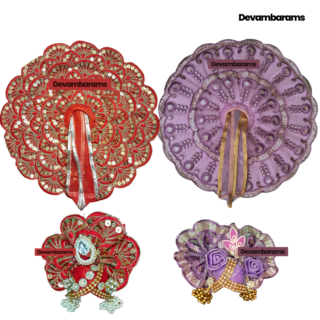 Devambarams Kanha Ji Dress for Janmashtami (Combo of 2 Premium Dresses with 2 Premium Mukuts)