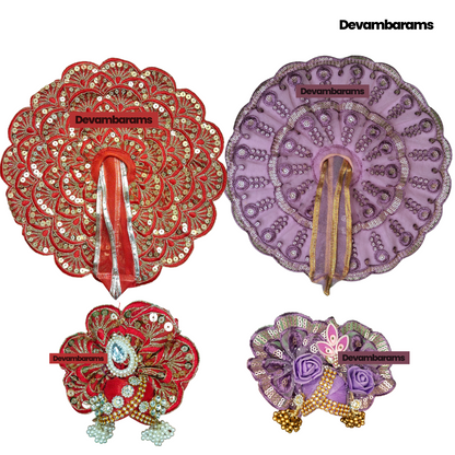Devambarams Kanha Ji Dress for Janmashtami (Combo of 2 Premium Dresses with 2 Premium Mukuts)