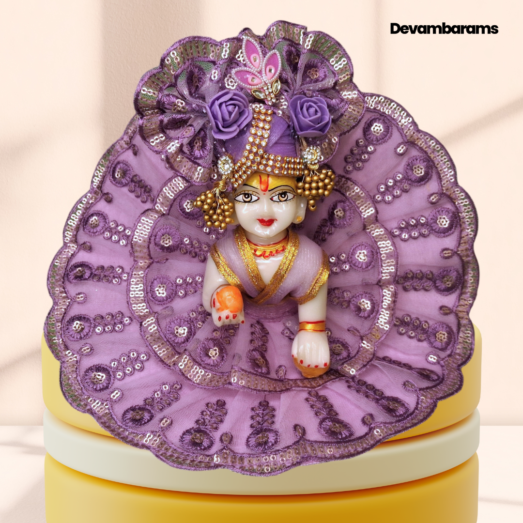 Devambarams Kanha Ji Dress for Janmashtami (Combo of 2 Premium Dresses with 2 Premium Mukuts)