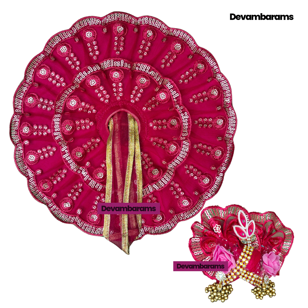 Devambarams Laddu Gopal Dress for Janmashtami (Combo of 2 Fancy Dresses with 2 Fancy Mukuts)