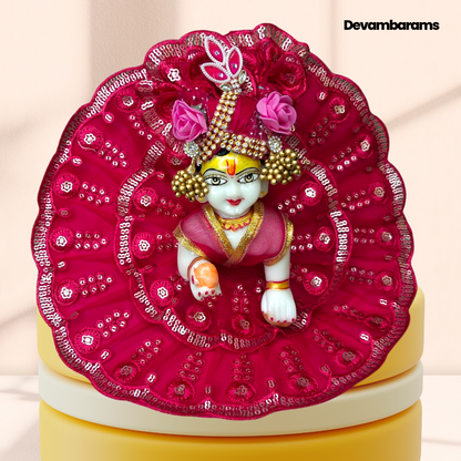 Devambarams Laddu Gopal Dress for Janmashtami (Combo of 2 Fancy Dresses with 2 Fancy Mukuts)