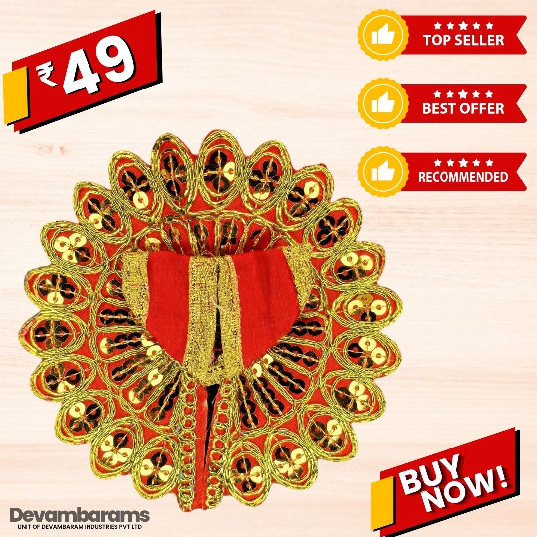 Devambarams Laddu Gopal Dress | Embroidery | Sequinn | Mandala Star 0 Red